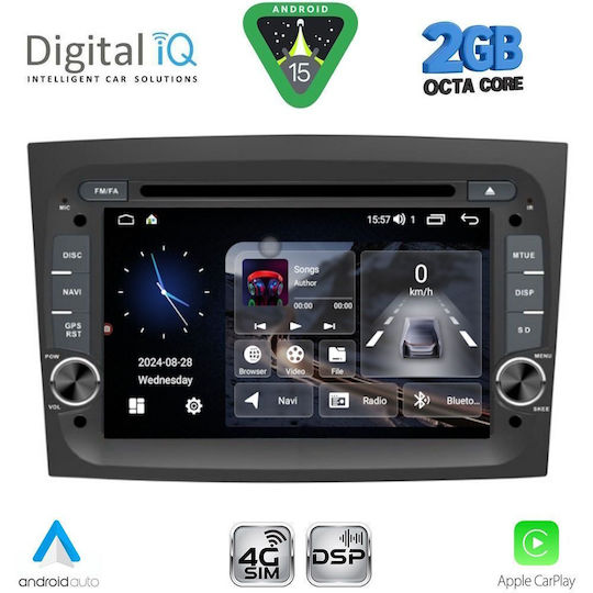 Digital IQ Car Audio System for Fiat Doblo 2015-2022 Bluetooth USB WiFi GPS Apple CarPlay Android Auto with 7" Touch Screen
