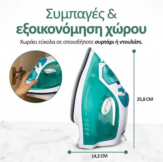 Emerio Steam Iron 2000W with Ceramic Plate and Continuous Steam Supply 17g/min