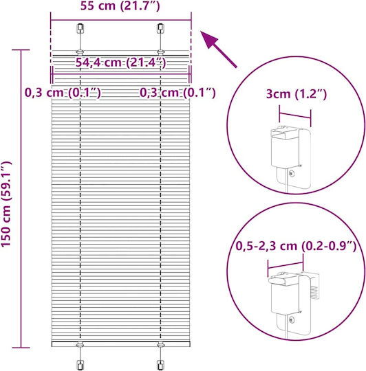 vidaXL Roller Blinds Partial Blackout Pink W55xH150cm 4015440