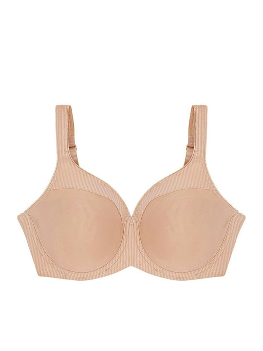 Modern Soft Cotton Minimizer Minimizer Bra without Padding Underwire Beige