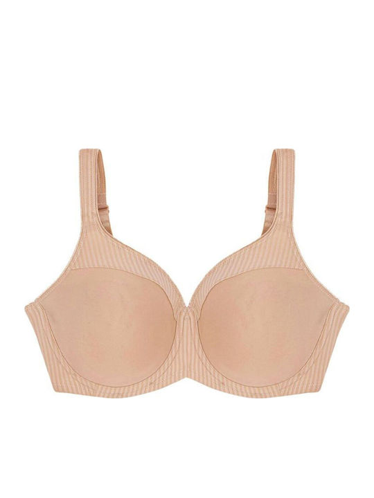 Modern Soft Cotton Minimizer Minimizer Bra without Padding Underwire Beige