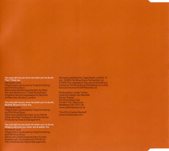 Pet Shop Boys Pet Shop Boys - You Only Tell Me You Love Me When You're Drunk CD Μουσικής
