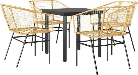 Garten- und Outdoor-Möbelsets Typsatz Speisesaal 5 Stück Schwarz mit Kissen