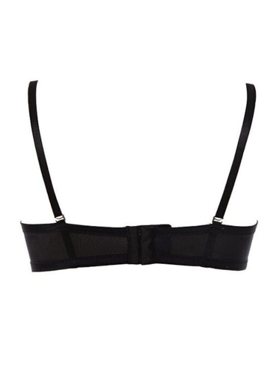Super Μαύρο Strapless Σουτιέν Push Up με Μπανέλες
