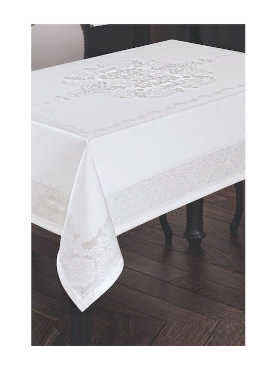 SteweHome Tablecloth With Lace Stain Resistant White 160x220cm