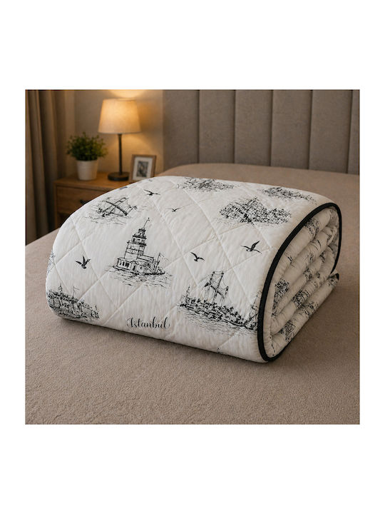 Kotonia Home Pătură Dublă cu Umplere Microfibra 200x230cm Istanbul Landscape Design 150 GSM