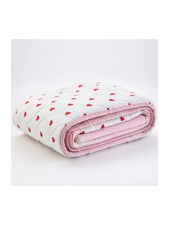 Kotonia Home Pătură Dublă cu Umplere Microfibra 200x230 cm Roșu 150 GSM