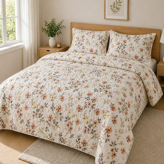 Kotonia Home Double Quilt with Microfiber Filling 200x230cm Floral Design 150 GSM