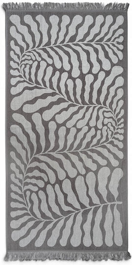 Easy Home Prosop De Plajă Din Bumbac Gri Cu Franjuri 80x160cm