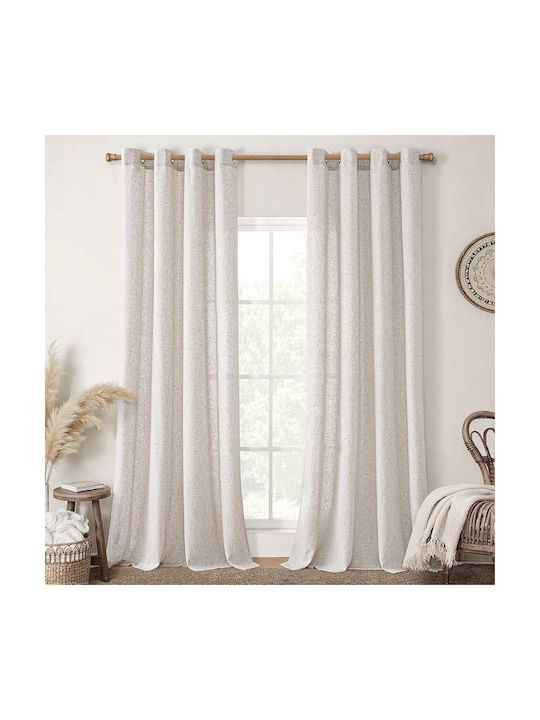 Miulee Set Perdele Fereastra Cu Capse Albe 140x260cm