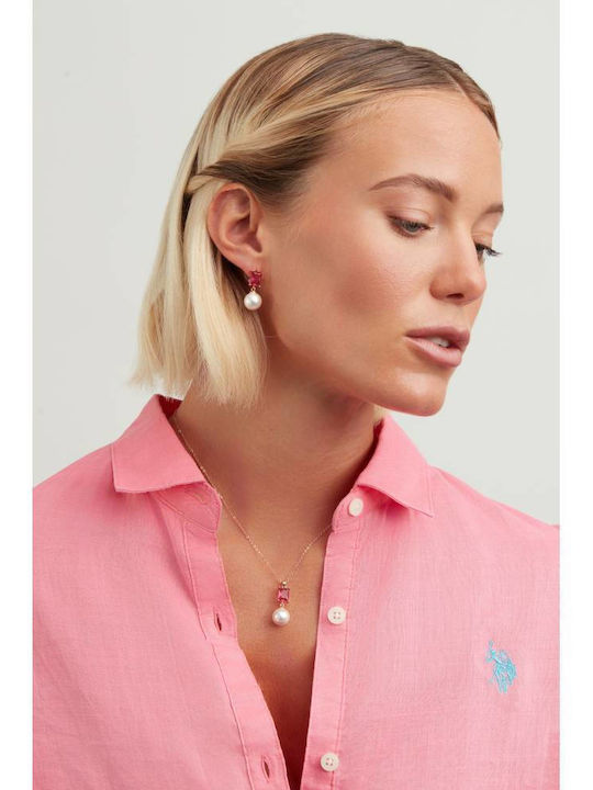 U.S. Polo Assn. Обици с Розови Перли