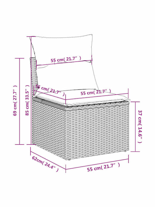 vidaXL Garden & Outdoor Furniture Sets Living Room Set 6 Pieces Gray with Pillows