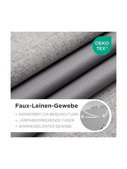 Joydeco Set of Blackout Curtains with Gray Grommets 132x210cm