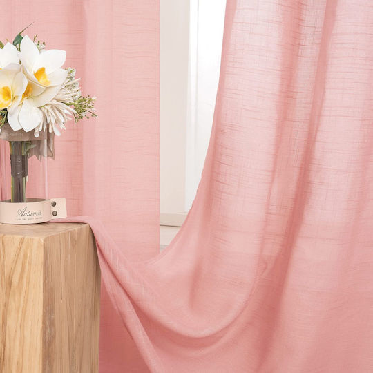 Miulee Σετ Κουρτίνες με Τρουκς Pink 140x260εκ.