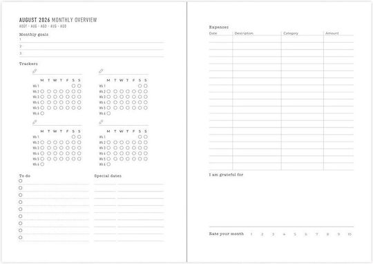 Academic Diary Spiral Letts Spring Valley 2026-2027 18 Months Weekly 2 Pages A6 Multilanguage Green 27-031803