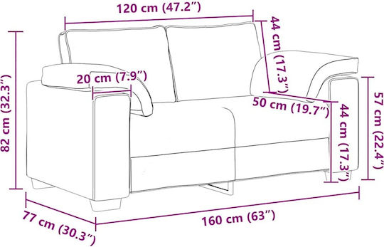Zweisitzer Samt Sofa Blau 160x77x82cm