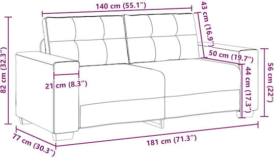 Διθέσιος Καναπές Βελούδινος Κίτρινο 180x77x82εκ.