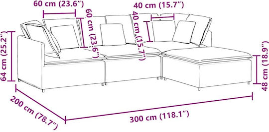 Corner Couch with Right Corner Dark Gray 300x200x64 cm
