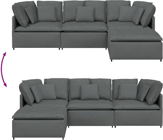 Corner Couch with Right Corner Dark Gray 300x200x64 cm