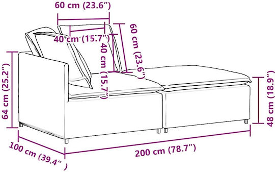Διθέσιος Καναπές Ανοιχτό Γκρι 200x100x64εκ.