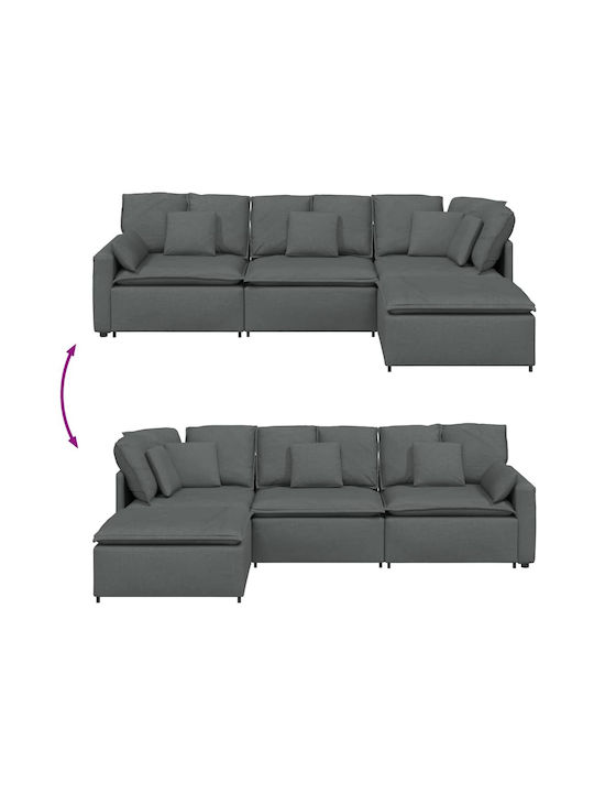 Corner Couch with Right Corner Dark Gray 312x205x64 cm