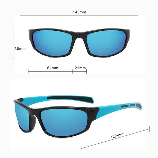 Techsuit Cycling Glasses with Black Frame and Multicolour Lenses