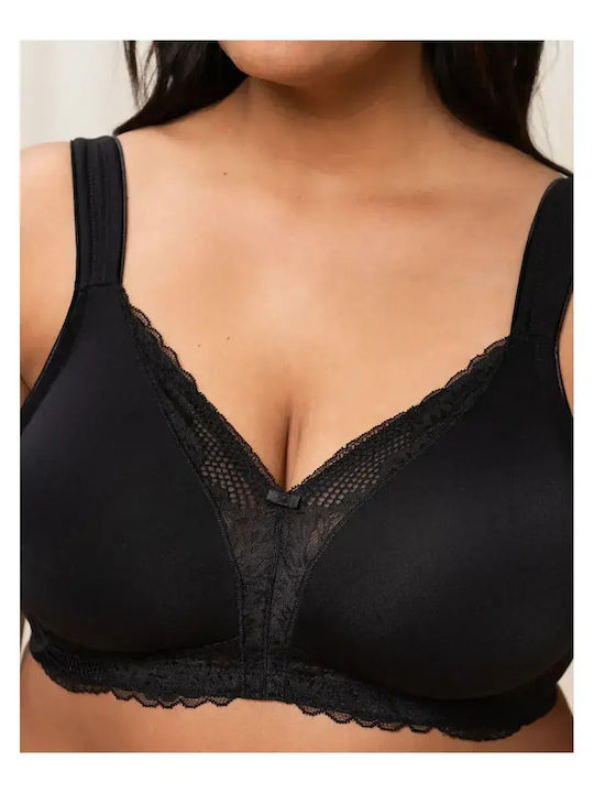 Modern Lace+ Cotton N Μαύρο Σουτιέν χωρίς Ενίσχυση & χωρίς Μπανέλες