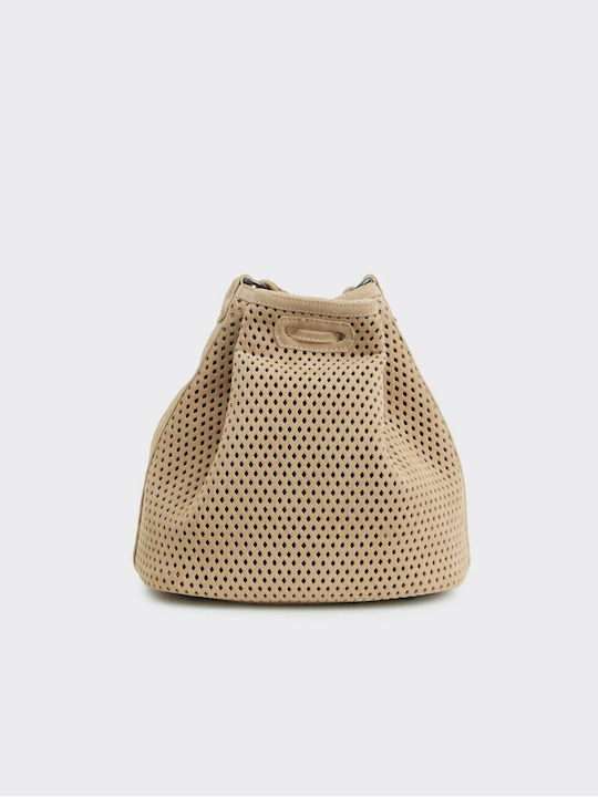 Net Planet Suede Δερμάτινο Γυναικείο Πουγκί Ώμου Μπεζ