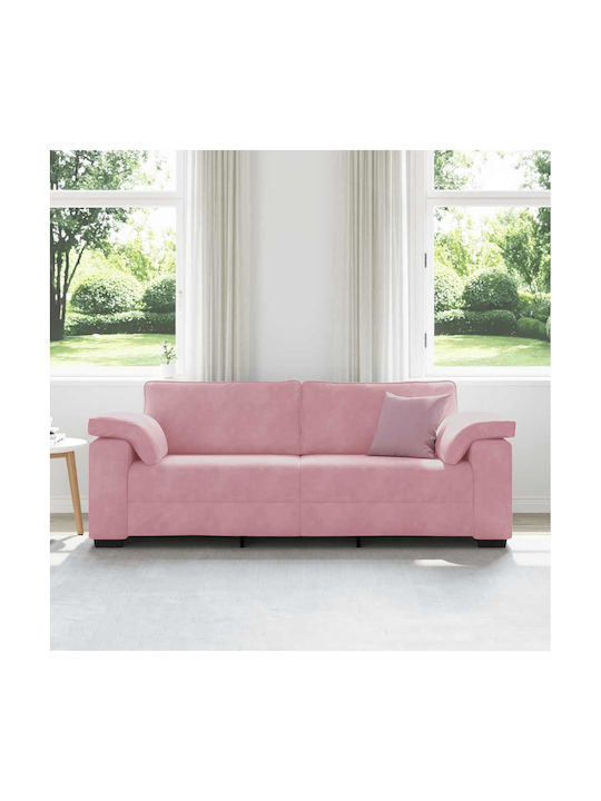 Canapea Cu Trei Locuri Catifea Roz 220x77x82cm