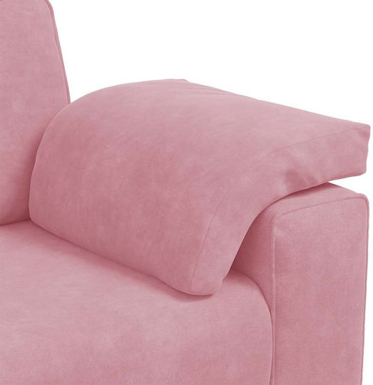 Three-Seater Velvet Pink Couch 220x77x82 cm