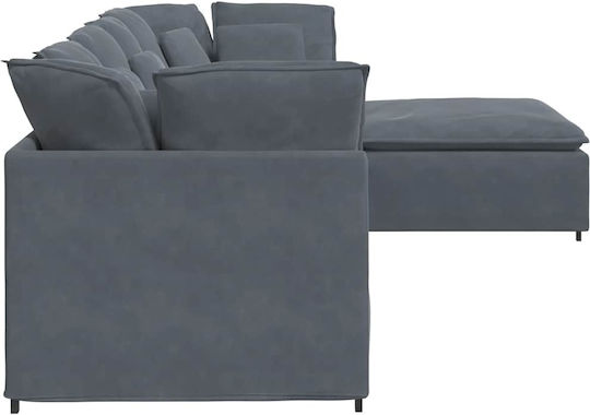 Corner Couch with Right Corner Velvet Dark Gray 300x200x64cm