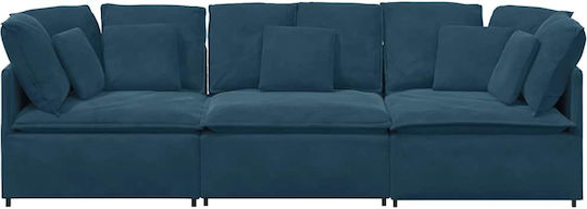 Four Seater Velvet Blue Couch 300x100x64 cm