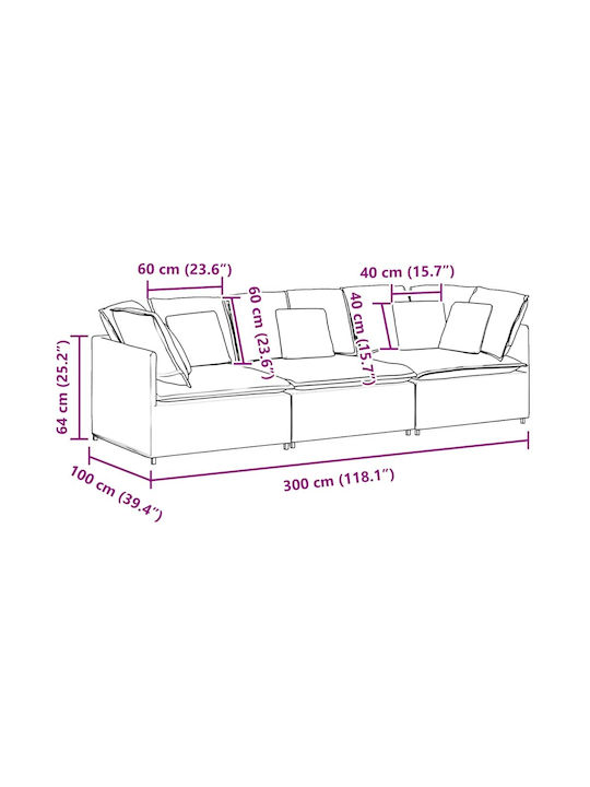 Vier Sitzer Samt Blau 300x100x64cm