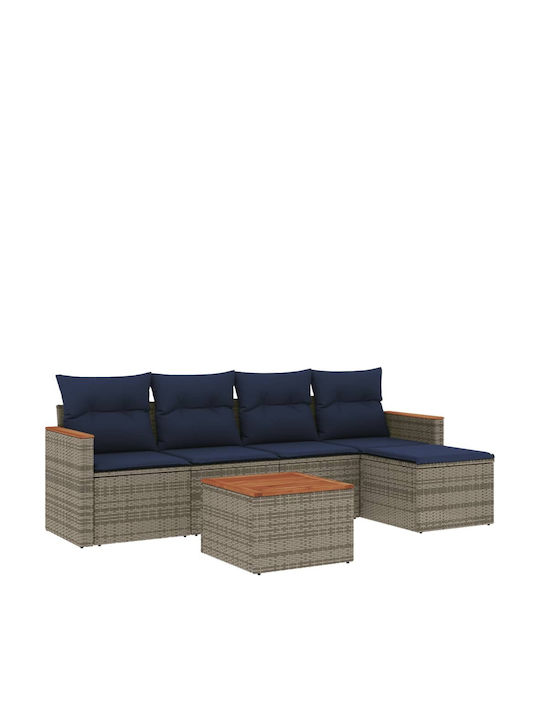 Set Cameră De Zi Exterior 6 Piese Gri Cu Perne