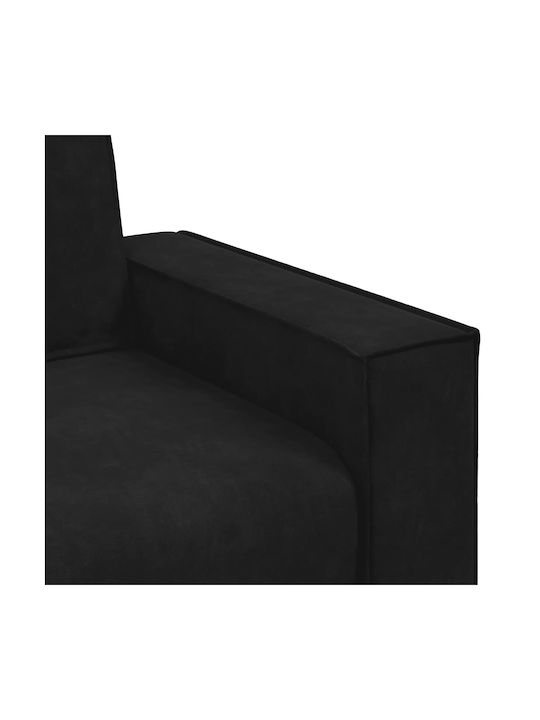 Three-Seater Velvet Black Couch 220x78x84cm