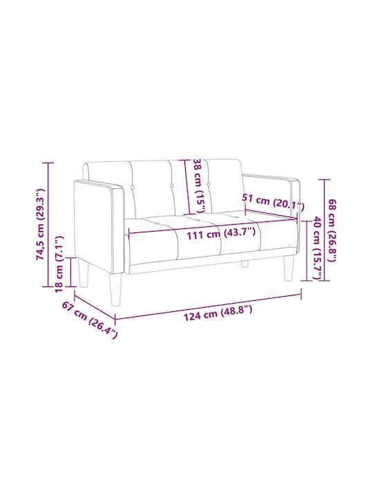 Doppelsitzer Sofa Grau 124x67x74,5cm
