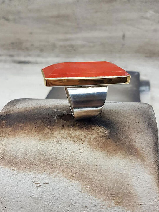 Ios Women's Ring with Stones from Gold Plated Silver