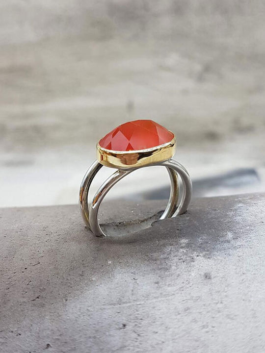 Ios Women's Ring with Stones Silver Gold Plated