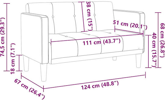 Two-Seater Couch Blue 124x67x74.5cm