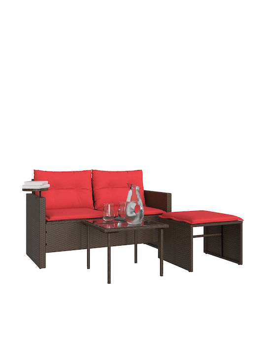 vidaXL Zweisitziges Outdoor-Sofa Rattan mit Kissen 55x55x38cm