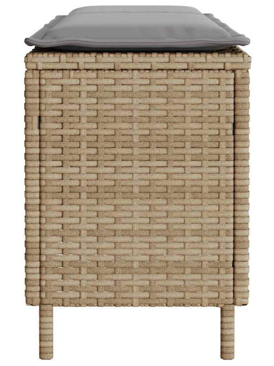 Outdoor Rattan Bench with Cushions 110x30x40.5cm