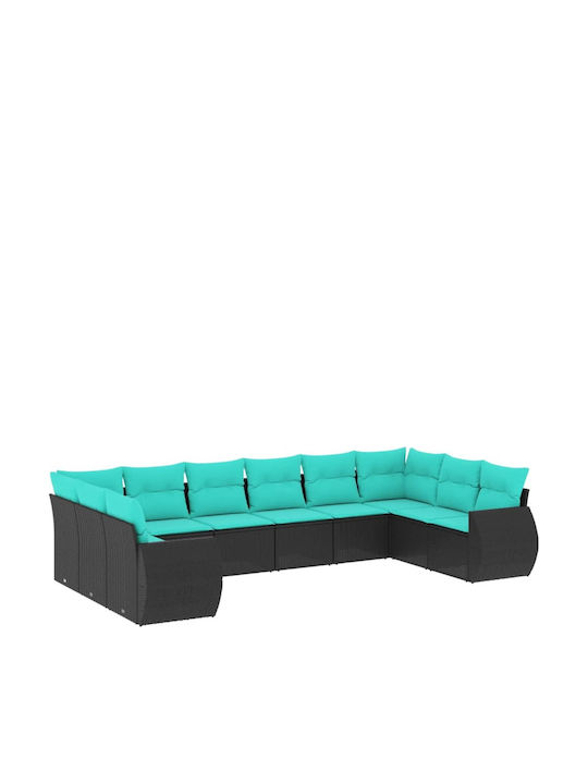 Outdoor Corner Sofa Rattan with Cushions 62x62x69cm