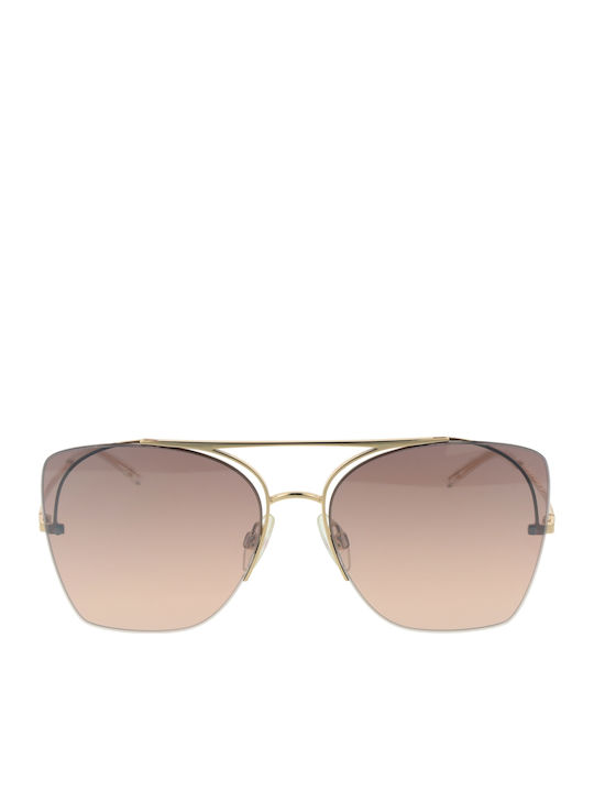 Ana Hickmann Women's Sunglasses with Gold Metal Frame and Brown Lens