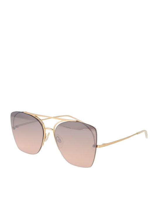 Ana Hickmann Women's Sunglasses with Gold Metal Frame and Brown Lens