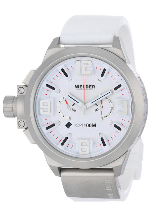Welder Γυναικείο Ρολόι 50mm Μπαταρίας με Λευκό Καουτσούκ Λουράκι