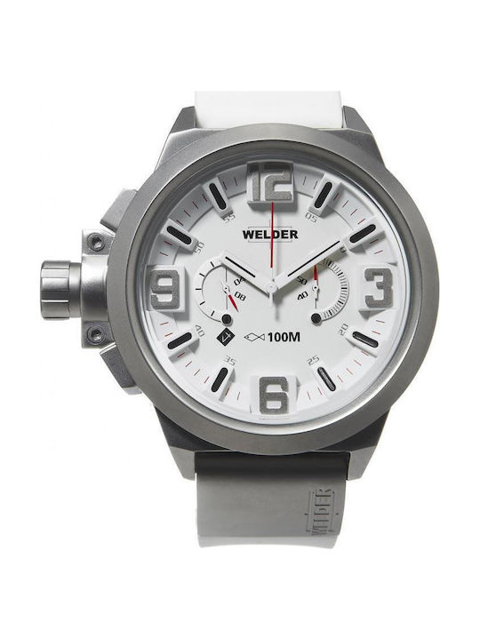 Welder Γυναικείο Ρολόι 50mm Μπαταρίας με Λευκό Καουτσούκ Λουράκι