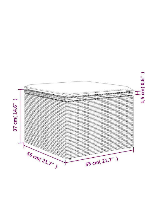 Outdoor Corner Sofa Rattan with Cushions 62x62x69cm