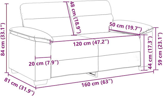 Doppelsitzer Sofa Künstliches Leder Grau 160x81x84cm