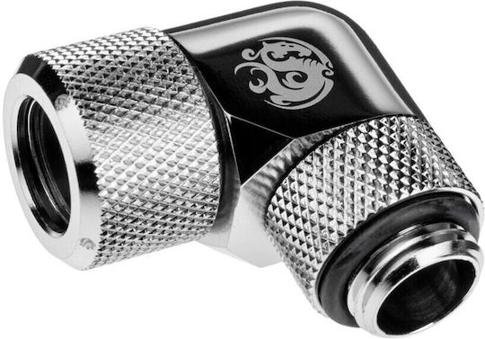 Преходник Bitspower Advanced 90 Градуса G1/4 Инча Ag 12mm Ad Hardtube Въртящ Сребрист