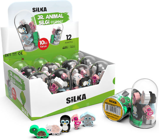 Radiere Silka Display Pentru Creion 12 Tuburi X 10 Radiere Mini Display Silka Jr Forme De Animale